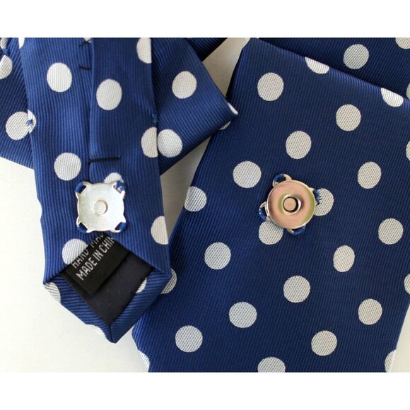 Ogsplosh Ascot Scarf Blue Polka Dots Unisex - Picture 2 of 7